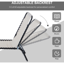 Outsunny Cream White Foldable Chaise Sun Lounger - Size: 1 Seater - Wilko - thumbnail 5
