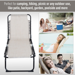 Outsunny Cream White Foldable Chaise Sun Lounger - Size: 1 Seater - Wilko - thumbnail 6