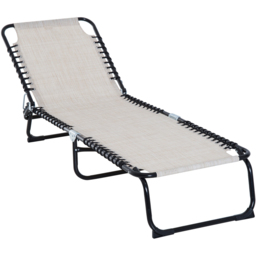 Outsunny Cream White Foldable Chaise Sun Lounger - Size: 1 Seater - Wilko - thumbnail 3
