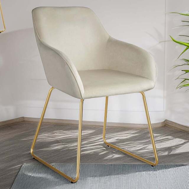 tectake Jeane Set of 2 Cream and Gold Velvet Look Dining Chair - Wilko - image 1