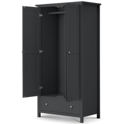 Julian Bowen Maine 2 Door Single Drawer Anthracite Combination Wardrobe - Size: 2 Door, Single Drawer - Black - Wilko - thumbnail 4