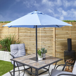 Outdoor Essentials Chambray Blue Aluminium Parasol 2m - Wilko - thumbnail 3