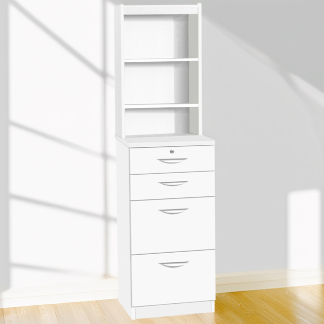 R White Cabinets 4 Drawer 3 Shelf White Filing Cabinet with Hutch - Wilko - image 1