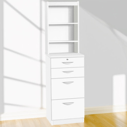 R White Cabinets 4 Drawer 3 Shelf White Filing Cabinet with Hutch - Wilko - thumbnail 1