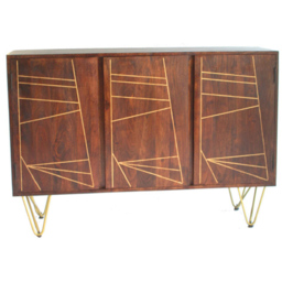 Brooklyn Ozella 3 Door Dark Gold Large Sideboard - Size: 85 x 135 x 40cm - Brown - Wilko - thumbnail 3