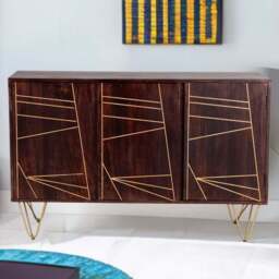 Brooklyn Ozella 3 Door Dark Gold Large Sideboard - Size: 85 x 135 x 40cm - Brown - Wilko