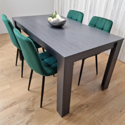 Kosy Koala 4 Seater Velvet Arrow Design Dining Set Dark Grey and Green - Portland - Wilko - thumbnail 3