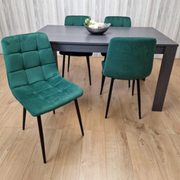 Kosy Koala 4 Seater Velvet Arrow Design Dining Set Dark Grey and Green - Portland - Wilko