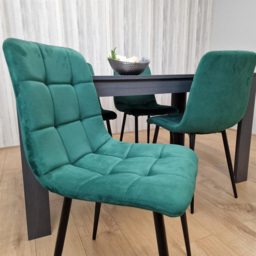 Kosy Koala 4 Seater Velvet Arrow Design Dining Set Dark Grey and Green - Portland - Wilko - thumbnail 6