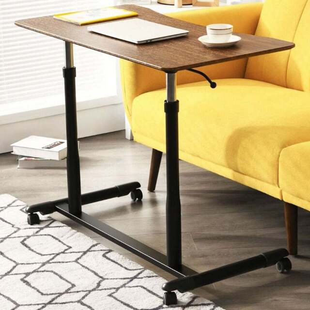 Costway Coffee Adjustable Laptop Table with Wheels - Size: 100 x 61 x 14cm - Brown - Wilko - image 1