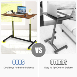 Costway Coffee Adjustable Laptop Table with Wheels - Size: 100 x 61 x 14cm - Brown - Wilko - thumbnail 6