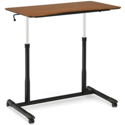 Costway Coffee Adjustable Laptop Table with Wheels - Size: 100 x 61 x 14cm - Brown - Wilko - thumbnail 3