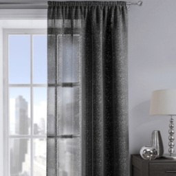 Velosso Alessandria Black Shimmer Voile Panel Curtain 137 x 137cm - Size: W 137 x D 137cm - Wilko - thumbnail 3