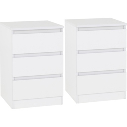Seconique Malvern 3 Drawer White Bedside Table Set of 2 - Wilko - thumbnail 3