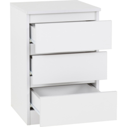 Seconique Malvern 3 Drawer White Bedside Table Set of 2 - Wilko - thumbnail 5