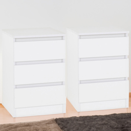 Seconique Malvern 3 Drawer White Bedside Table Set of 2 - Wilko - thumbnail 1