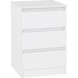 Seconique Malvern 3 Drawer White Bedside Table Set of 2 - Wilko - thumbnail 4