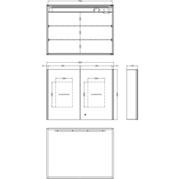 nuie 2 Door Glass Mirror Cabinet 600 x 800mm - Size: 600 x 800 x 140mm - Silver - Wilko - thumbnail 4