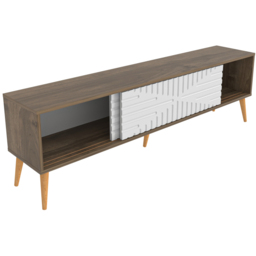 Decorotika Riso 2 Sliding Door Walnut and White TV Unit - Size: 54 x 180 x 35cm - Multi - Wilko - thumbnail 6