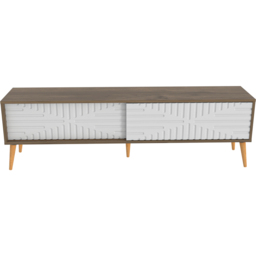 Decorotika Riso 2 Sliding Door Walnut and White TV Unit - Size: 54 x 180 x 35cm - Multi - Wilko - thumbnail 3