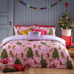 furn. Purrfect Double Pink and Lilac Abstract Leopard Duvet Cover Set - Multi - Wilko