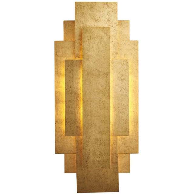 Merano Forli Antique Gold Leaf 2 Light Wall Lamp - Size: 9.6 x 20 x 45cm - Wilko - image 1