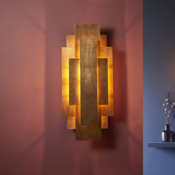 Merano Forli Antique Gold Leaf 2 Light Wall Lamp - Size: 9.6 x 20 x 45cm - Wilko - thumbnail 3