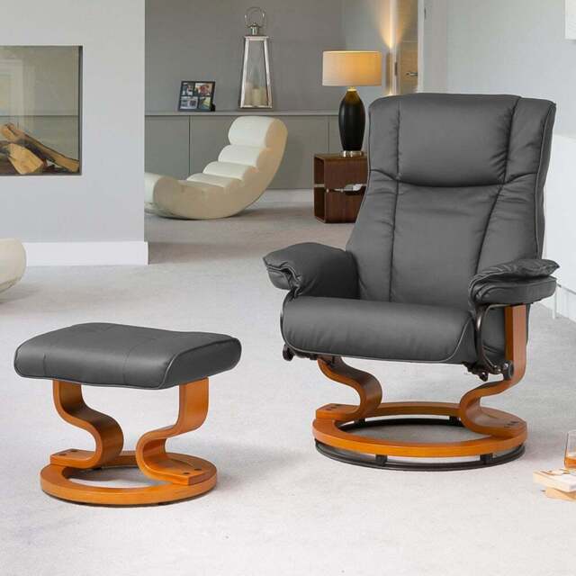 Artemis Home Calhoun Grey Massage and Heat Swivel Recliner Chair with Footstool - Size: Single - Wilko - image 1