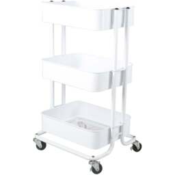 White 3 Tier Storage Trolley - Size: 42 x 75 x 34cm - Wilko - thumbnail 1