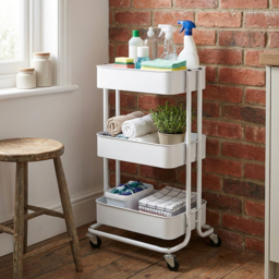 White 3 Tier Storage Trolley - Size: 42 x 75 x 34cm - Wilko - thumbnail 6