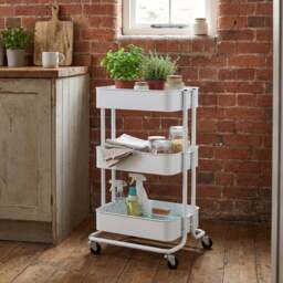 White 3 Tier Storage Trolley - Size: 42 x 75 x 34cm - Wilko - thumbnail 7