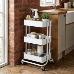 White 3 Tier Storage Trolley - Size: 42 x 75 x 34cm - Wilko - thumbnail 5