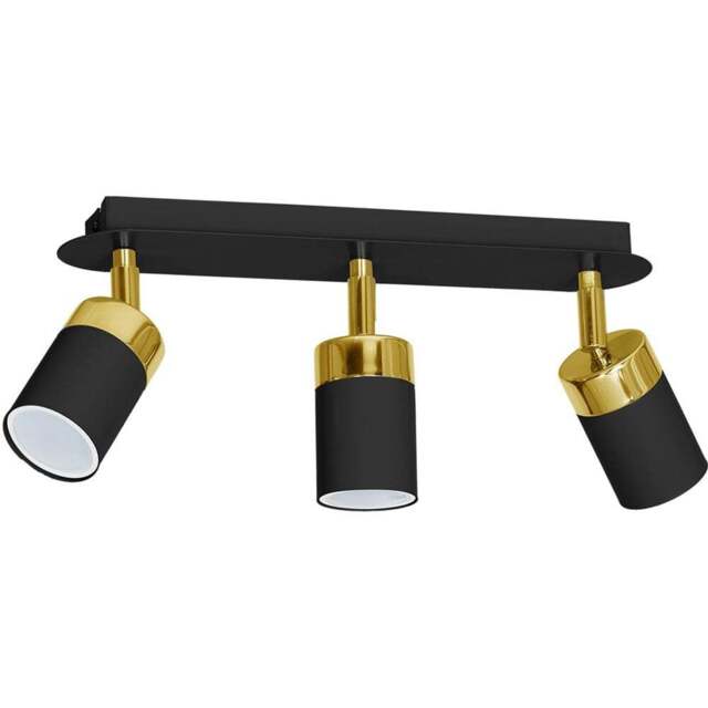 Milagro Joker Black and Gold 3 Spotlight Ceiling Lamp 230V - Size: 8 x 34 x 17cm - Wilko - image 1