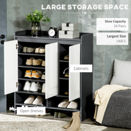 Portland 3 Door Grey High Gloss Shoe Cabinet - Wilko - thumbnail 6