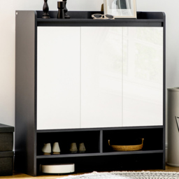 Portland 3 Door Grey High Gloss Shoe Cabinet - Wilko