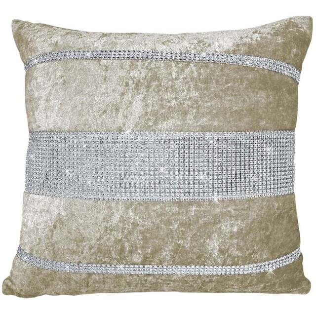 Intimates Topaz Crushed Velvet Natural Filled Cushion 43 x 43cm 2 Pack - Cream - Wilko - image 1