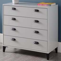 Julian Bowen Lakers 4 Drawer Locker Effect Chest of Drawers - Black - Wilko