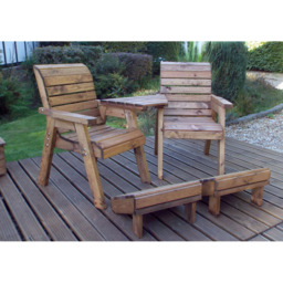 Charles Taylor 2 Seater Angled Deluxe Lounger Set with Brown Cushions - Wilko - thumbnail 3