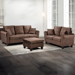 Brooklyn 5 Seater Brown Brushed Velvet Sofa Set - Wilko - thumbnail 1