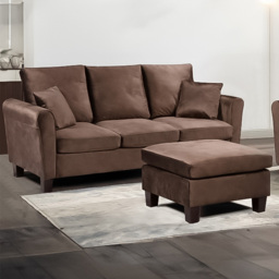 Brooklyn 5 Seater Brown Brushed Velvet Sofa Set - Wilko - thumbnail 3