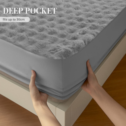 Sweet Dreams Alpine Super King Size Silver Faux Fur Fitted Sheet - Wilko - thumbnail 6