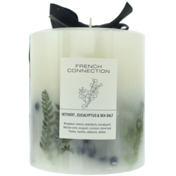 French Connection Botanical Collection Vetivert Eucalyptus and Sea Salt Scented Candle - Size: 10.5 x 9.5 x 9.5cm - n/a - Wilko