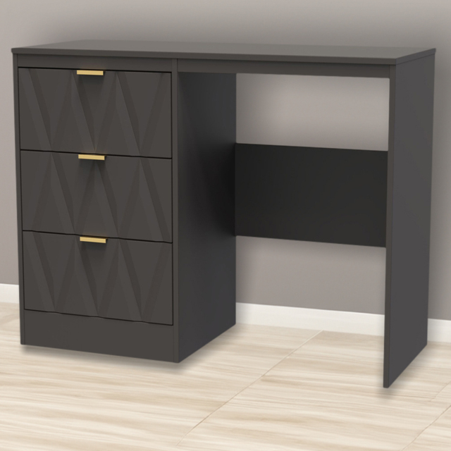Crowndale Las Vegas 3 Drawer Graphite Dressing Table - Grey - Wilko - image 1