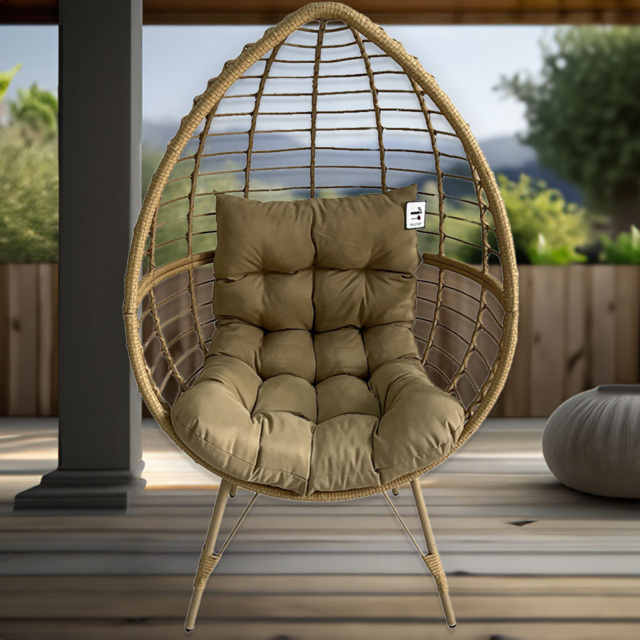 Furniture One Yellow Rattan Egg Teardrop Cuddle Chair - Wilko - image 1
