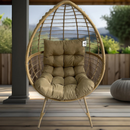 Furniture One Yellow Rattan Egg Teardrop Cuddle Chair - Wilko - thumbnail 1
