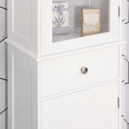 Kleankin 2 Door Single Drawer White Bathroom Floor Cabinet - Size: 40 x 27 x 171.5cm - Wilko - thumbnail 5