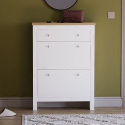 Vida Designs Arlington White Shoe Cabinet - Size: 24 x 78 x 108cm - Wilko - thumbnail 7