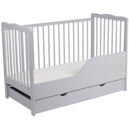 Brooklyn Single Drawer Grey Height Adjustable Wooden Baby Cot Crib - Size: 85 x 125 x 66cm - MCC - Wilko - thumbnail 3