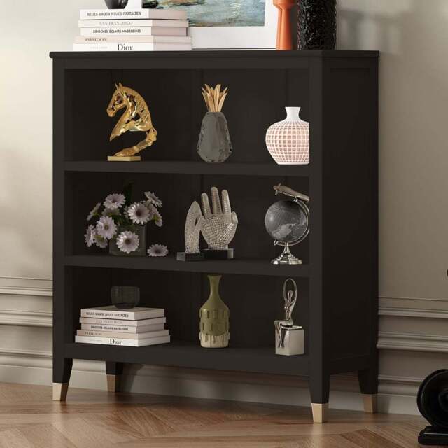 Palazzi 3 Shelves Black Bookcase - Size: 3 Shelf - Wilko - image 1