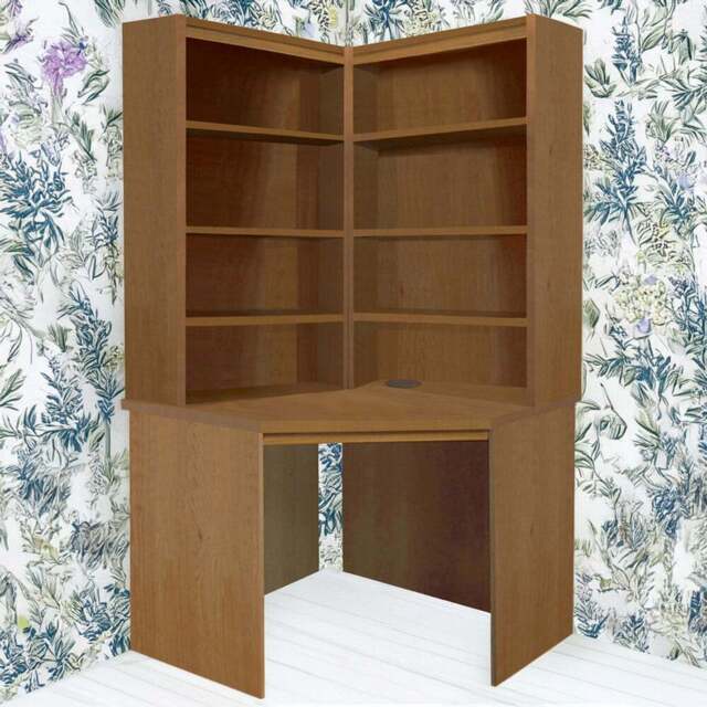 R White Cabinets Corner 8 Shelf Computer Desk with Hutch Set Brown - Size: 182.8 x 94 x 54cm - Wilko - image 1